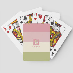 Jeu De Cartes Crème Rose Vert Couleur Palette Bandes Monogramme