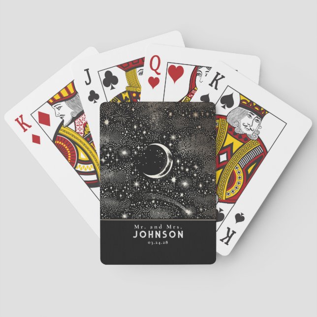Jeu De Cartes Crescent Lune et étoiles Starry Night Céleste (dos)