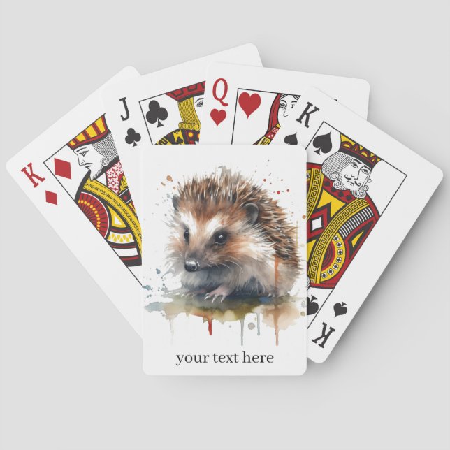 Jeu De Cartes Critère confortable : Hérisson en aquarelle, perso (dos)