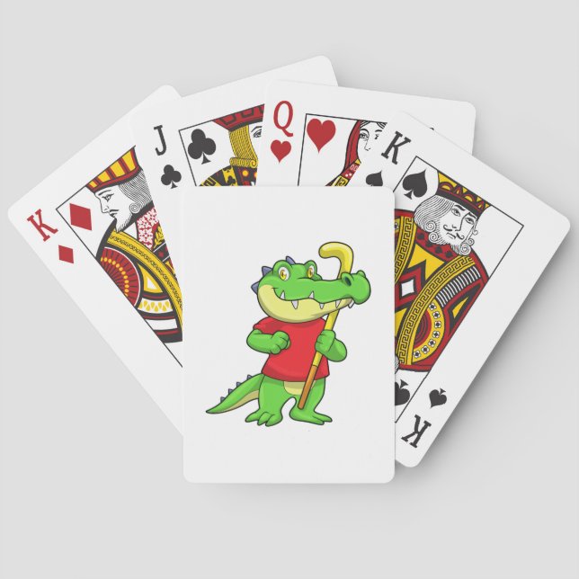 Jeu De Cartes Crocodile à Field hockey avec bâton (dos)