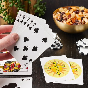 Jeu De Cartes Croix Boutonnée Jaune Soleil Levant Foi Chrétienne