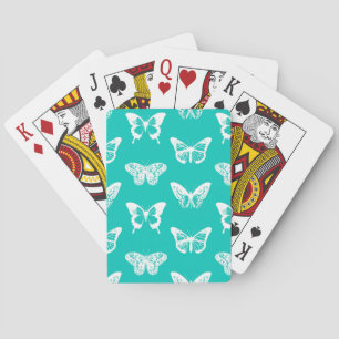 Jeu De Cartes Croquis de papillon, bleu turquoise et blanc