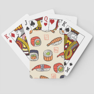 Jeu De Cartes Cuisine sushi, design motif sans soudure.