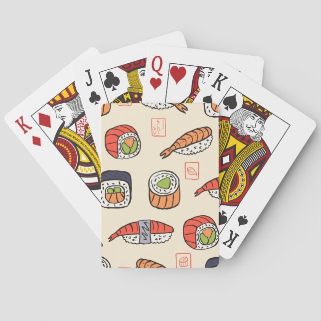 Jeu De Cartes Cuisine sushi, design motif sans soudure. (dos)