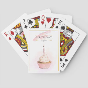 Jeu De Cartes Cupcake d'anniversaire rose crayon élégant