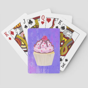 Jeu De Cartes Cupcake sucré avec framboise sur le dessus