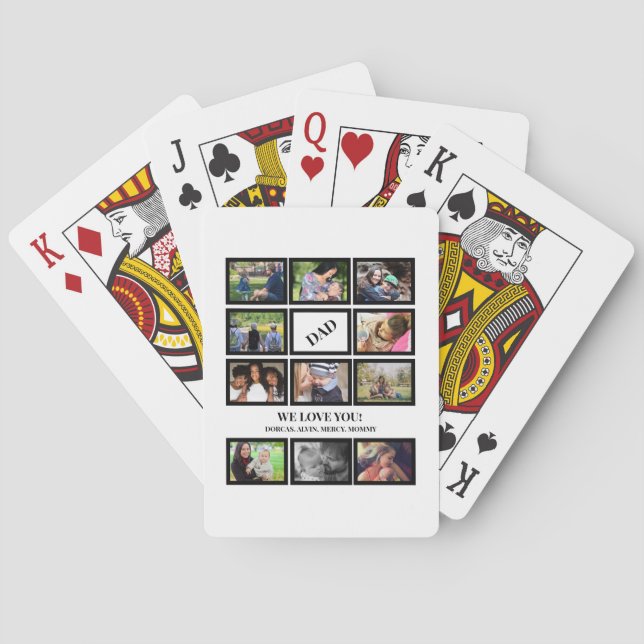 Jeu De Cartes Custom Modern Papa Fête des pères 11 Photo Collage (dos)