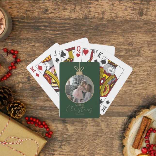 Jeu De Cartes custom photo collage Merry Christmas bauble (Créateur téléchargé)