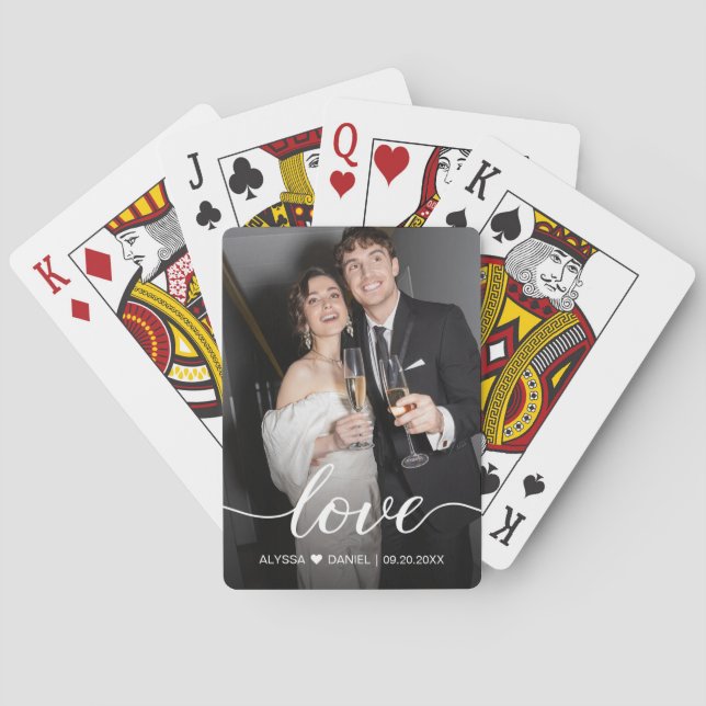 Jeu De Cartes Custom Photo Love script Mariage faveurs (dos)
