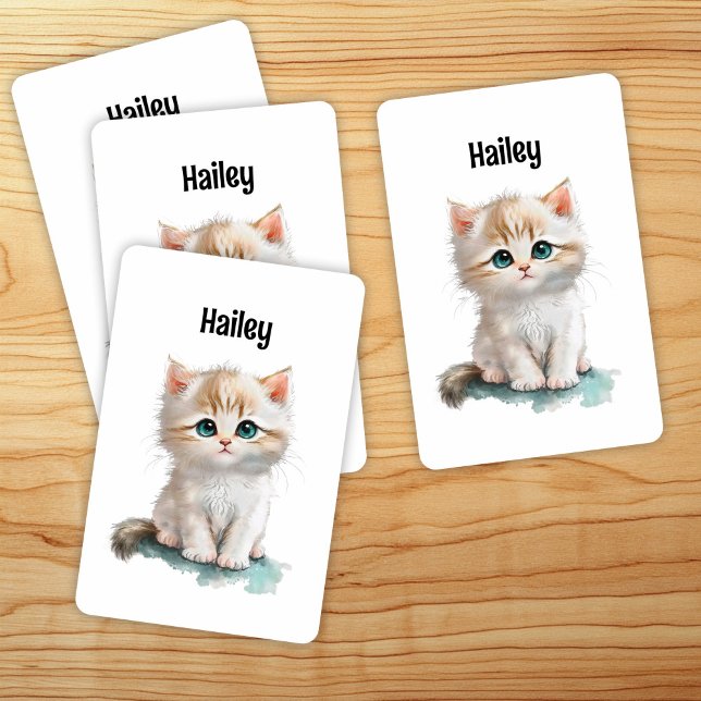 Jeu De Cartes Cute Aquarelle Kitten Jouer des cartes (Créateur téléchargé)