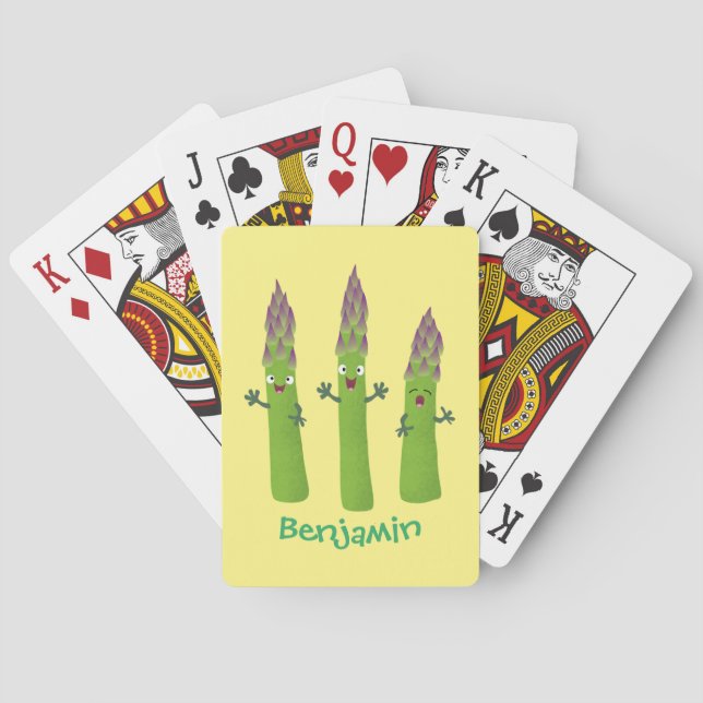 Jeu De Cartes Cute asperges chantant un trio végétal dessin anim (dos)