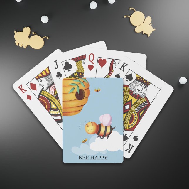 Jeu De Cartes Cute Bee and Beehive Blue (Personalized Cute Bee Beehive Blue Playing Cards)