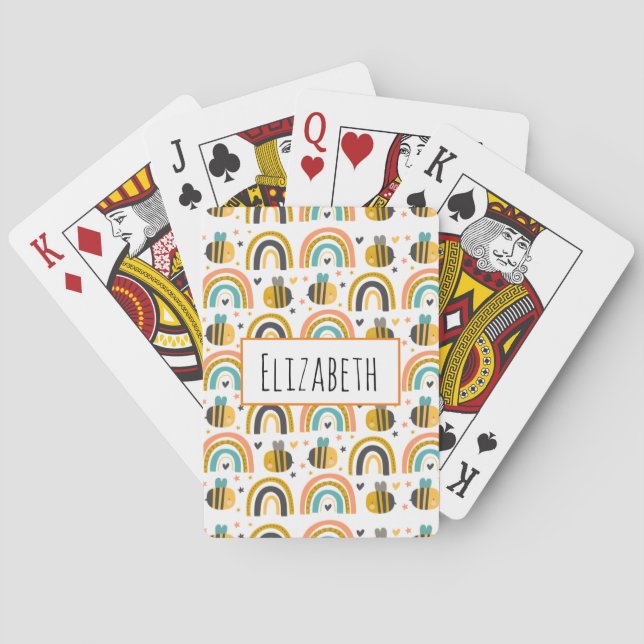 Jeu De Cartes Cute Bumble Bee et Rainbows Motif (dos)
