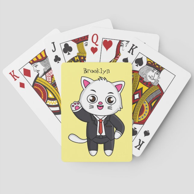 Jeu De Cartes Cute chaton chat en costume d'affaires dessin anim (dos)