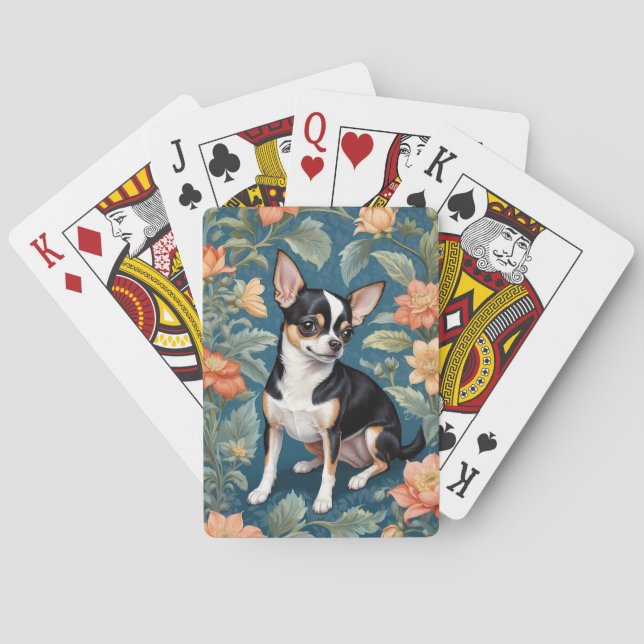 Jeu De Cartes Cute Chihuahua William Morris Inspiré Floral (dos)