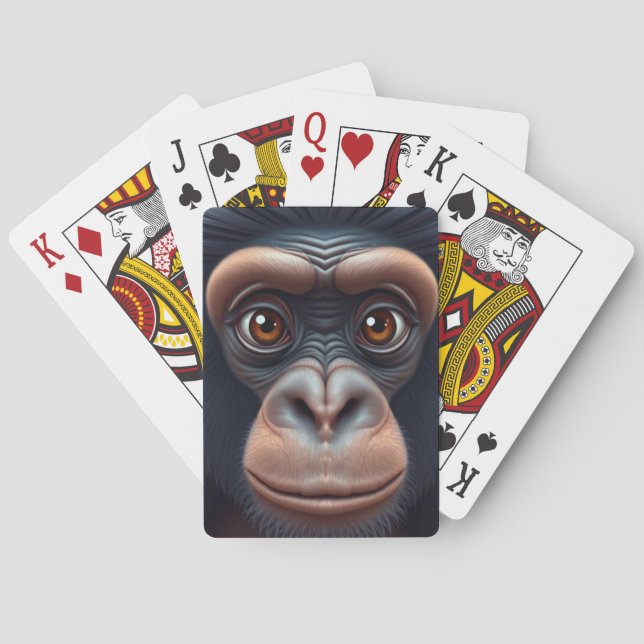 Jeu De Cartes Cute Crazy Funny Chimpanzé Anime Portrait (dos)