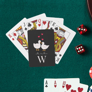 Jeu De Cartes Cute Ducks Mr & Mrs Couple Monogramme nouvellement
