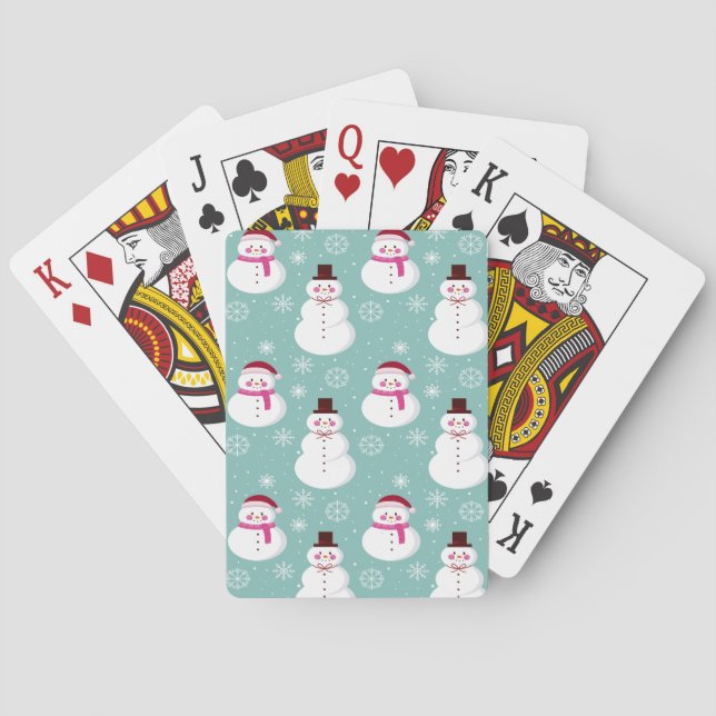 Jeu De Cartes Cute Festif Hiver Rose Frosty Snowman (dos)