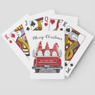 Jeu De Cartes Cute Gnome Vintage Camion rouge Joyeux Noël Nom