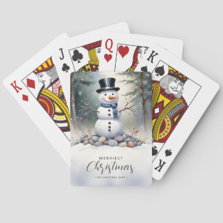 Jeu De Cartes Cute Gorgeous Snowman Frosted Landscape Forest
