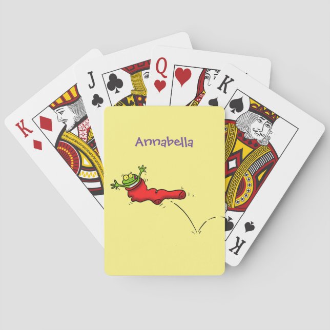 Jeu De Cartes Cute grenouille dans une chaussette rouge saut de  (dos)