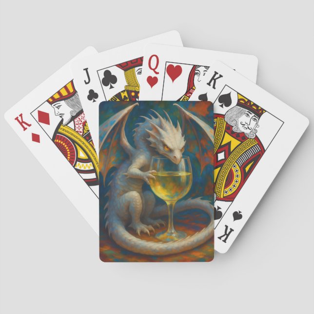 Jeu De Cartes Cute Ivory Dragon & White Wine Fantasy Art (dos)
