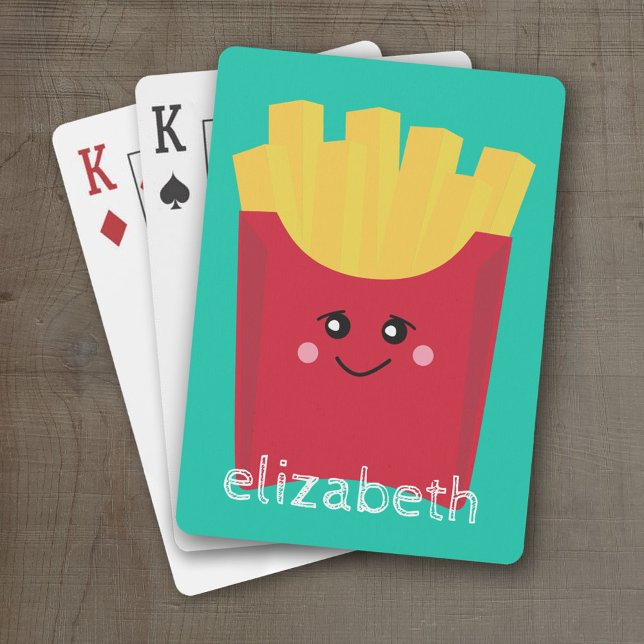 Jeu De Cartes Cute Kawaii Fries françaises avec nom personnalisé (Personalized Playing Cards)