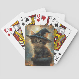 Jeu De Cartes Cute Kitten portant un Casquette sorcier