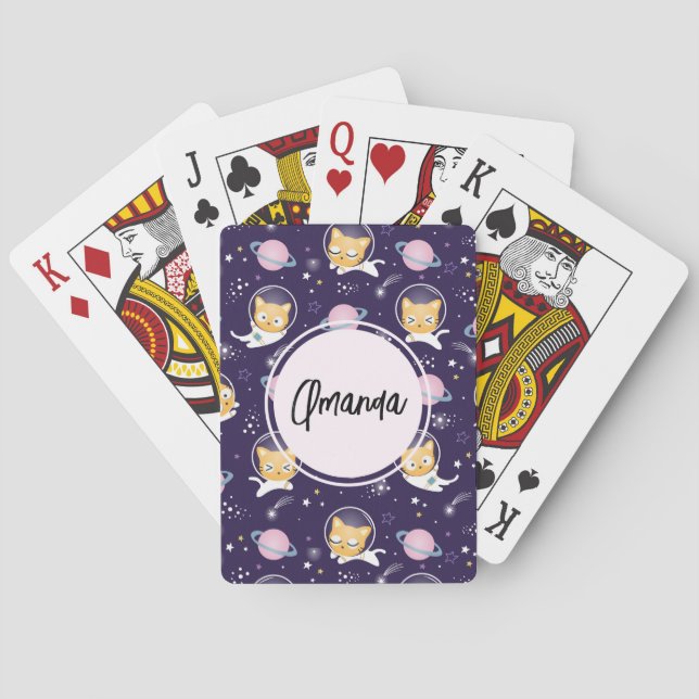 Jeu De Cartes Cute Kitty Chat Astronauts Motif (dos)