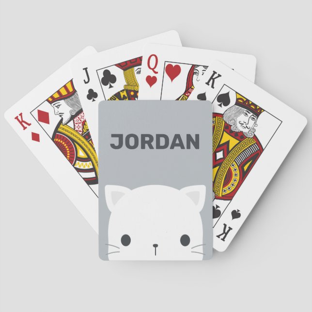 Jeu De Cartes Cute Little Cat avec nom personnalisé (dos)