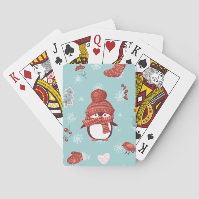 Jeu De Cartes Cute little Christmas penguin in in a bright red s (dos)