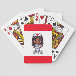 Jeu De Cartes Cute Manga Black Nurse Cheveux Brown et yeux perso