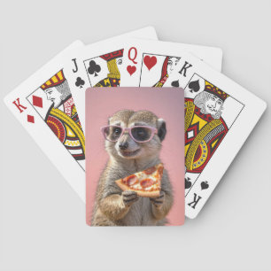 Jeu De Cartes Cute Meerkat avec lunettes et pizza