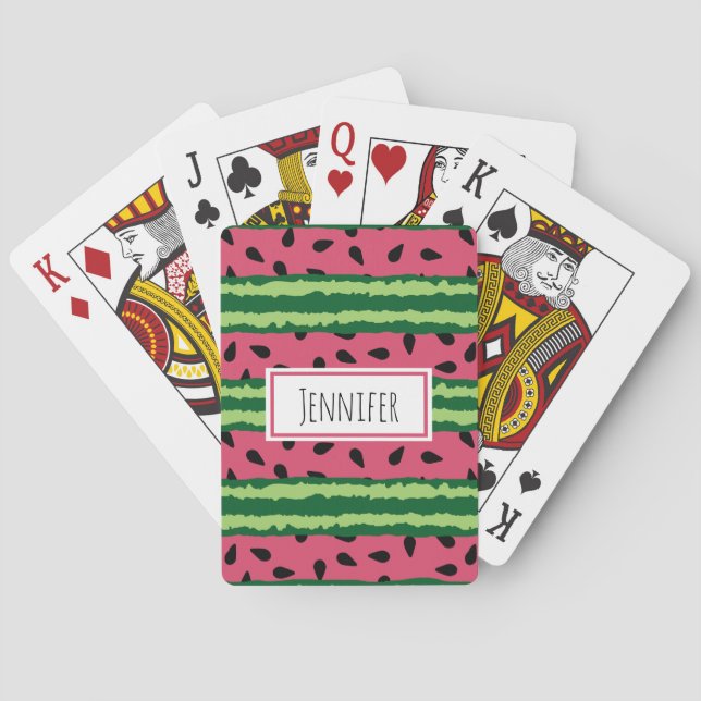Jeu De Cartes Cute pastèque Motif rose et vert (dos)
