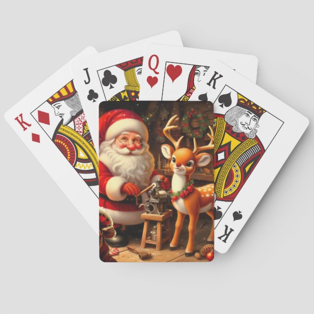 Jeu De Cartes Cute Père Noël et Reindeer (dos)