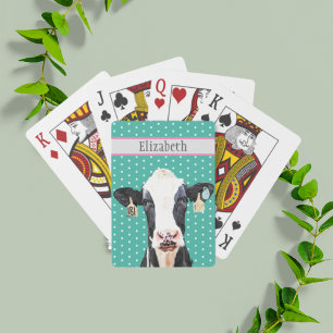 Jeu De Cartes Cute personnalisée Holstein Dairy Cow Nom animal