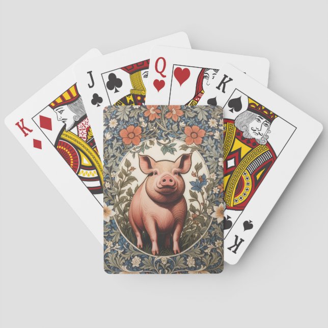 Jeu De Cartes Cute Pig William Morris Inspired (dos)