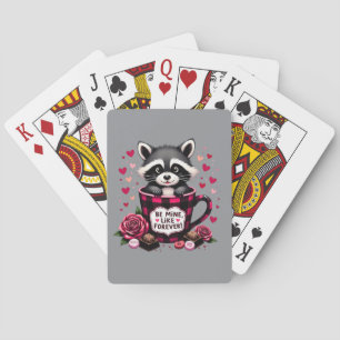 Jeu De Cartes Cute Raccoon Valentine Buffalo Plaid
