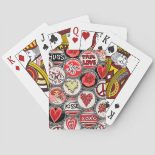 Jeu De Cartes Cute Red Floral Coeurs Aimer Saint Valentin