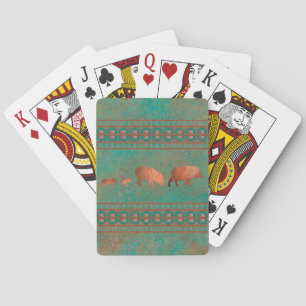 Jeu De Cartes Cute sud-ouest Javelina Famille Cuivre Turquoise