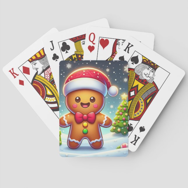 Jeu De Cartes Cute Whimsical Noël/homme en pain d'épices d'hiver (dos)
