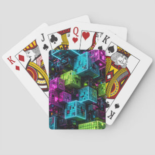 Jeu De Cartes Cyan Magenta Lime Cyberpunk   Extrêmement 3D