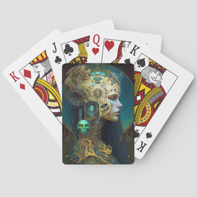 Jeu De Cartes Cyborg Femme Imaginaire Sci-Fi Art Jouer des carte (dos)