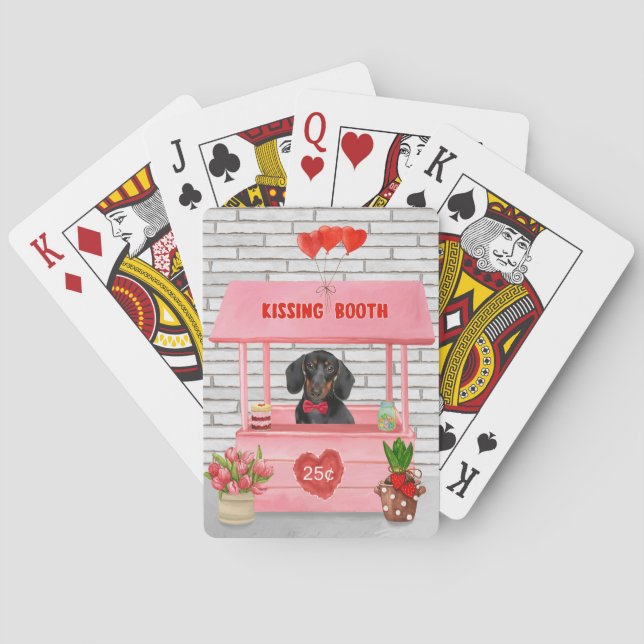 Jeu De Cartes Dachshund Chien Valentine's Day Kissing Booth (dos)