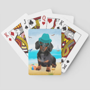 Jeu De Cartes Dachshund Dog sur la plage