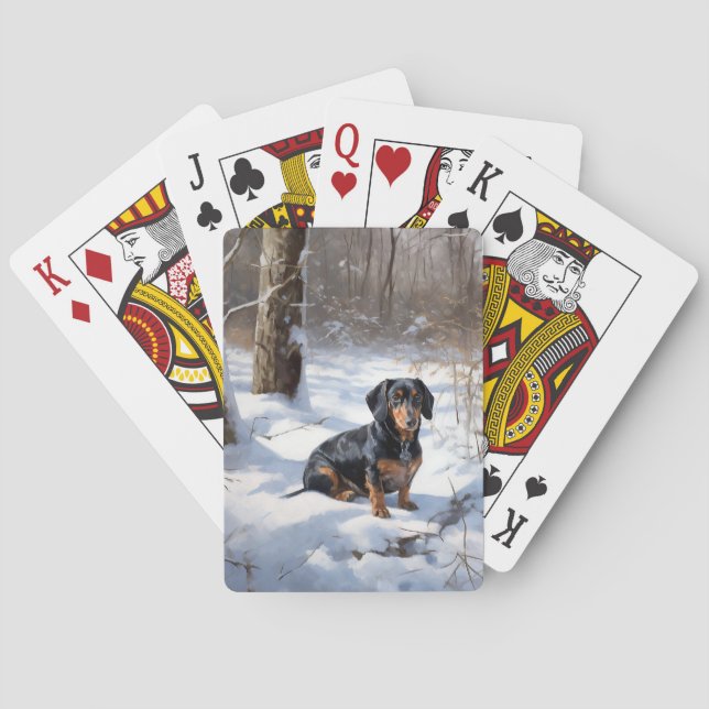 Jeu De Cartes Dachshund Qu'Il Neige Noël (dos)