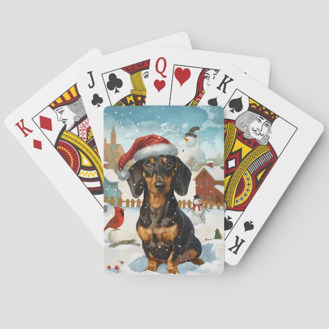 Jeu De Cartes Dachshund Winter Wonderland Christmas Joy (dos)