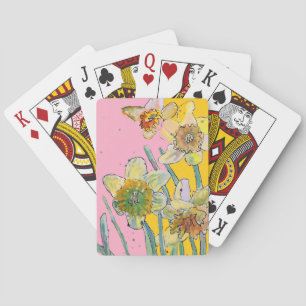 Jeu De Cartes Daffodil Jaune Printemps floral Aquarelle Fleurs
