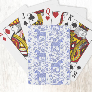 Jeu De Cartes Dala suédois Horse Indigo Blue Folk Art