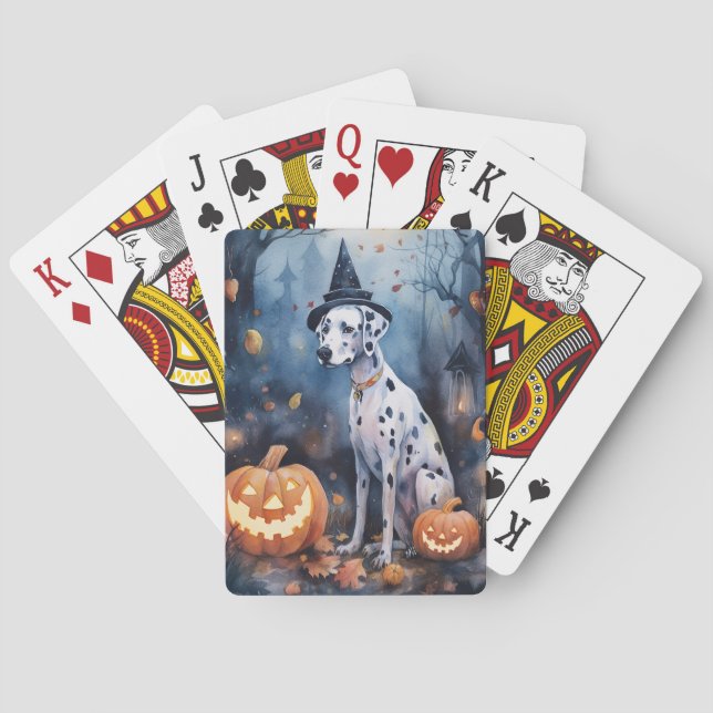 Jeu De Cartes Dalmation d'Halloween avec effroi Citrouille (dos)